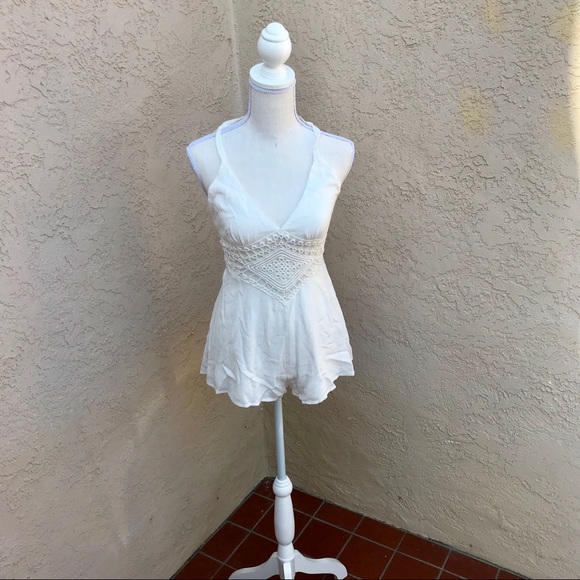 White Crochet Romper - Picture 4 of 5